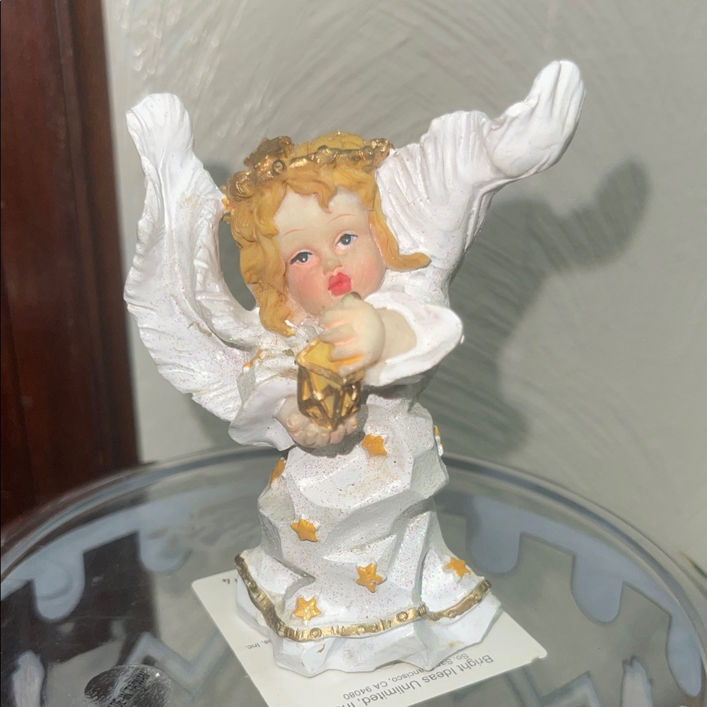 Charming Angel Figurine with Gold Accents